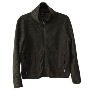 Jones New YORK Full Zip Teddy Jacket Olive Green
